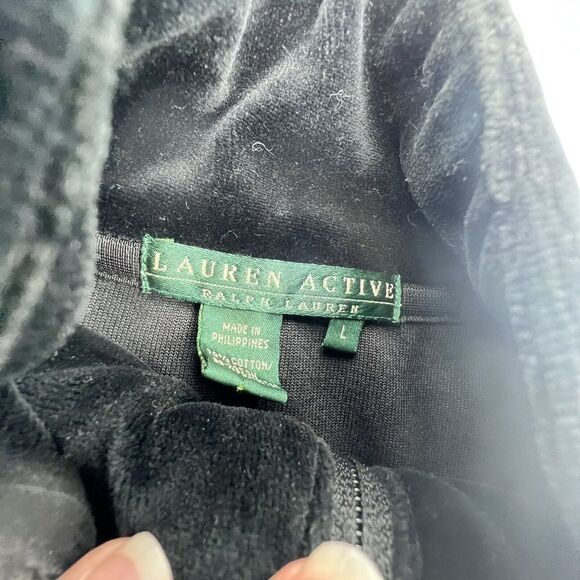 Ralph Lauren Active Velvet Full Zip Jacket Size L Black - Picture 4 of 6